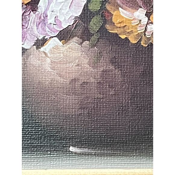 Vintage Framed Canvas Still Life of Flowers Signed Röth? Acrylic Textured Floral - Picture 14 of 16